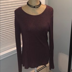 {Apt9} maroon sparkly stripped shirt